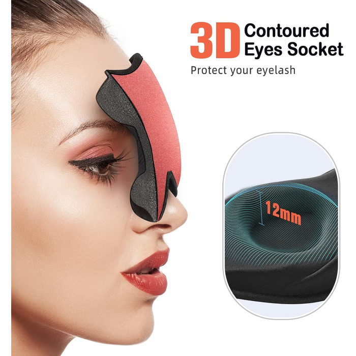 Маска для сну LitBear для тих, хто спить на боці (Кораловий) Чорний