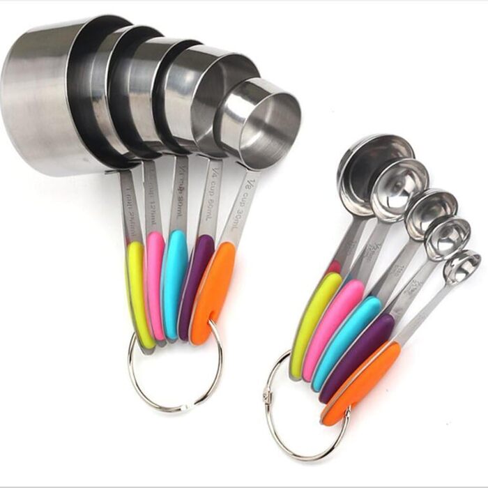 10-Piece Stainless Steel Measuring Cup and Spoon Set for Baking, Cooking, Kitchen Helper