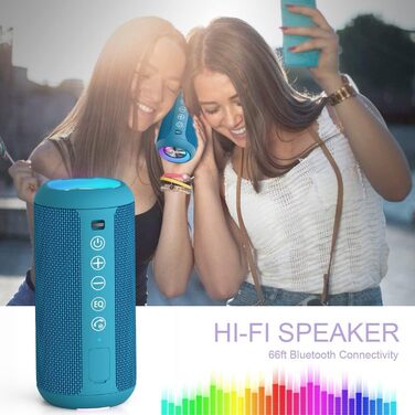Портативна Bluetooth колонка Ortizan з RGB підсвіткою, водонепроникність IPX7, 30 годин роботи, Bass Boost, TWS, AUX, TF картка, мікрофон (BLUE)