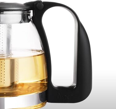 Чайник Lovegrace зі скла та нержавіючої сталі з ситом 1250 мл - термостійкий, придатний для миття в посудомийній машині, з фільтром з нержавіючої сталі, чайник зі скляним ситом, прозорий