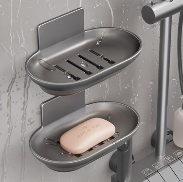 Миска для мила без свердління з отвором, тримач для мила на стіну для душу (сірий)