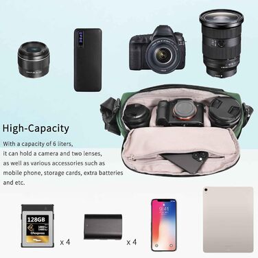 Сумка для камери INNOREL CB0611, 6 л, зелена. Сумка для фотографа, водонепроникна, з кріпленням для штатива, модульні вставки