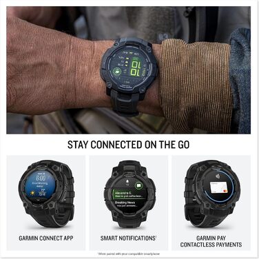 Розумний годинник Garmin Instinct 3 45mm AMOLED – GPS, Multisport, Health Coach, 18 днів роботи, 80+ спортивні функції