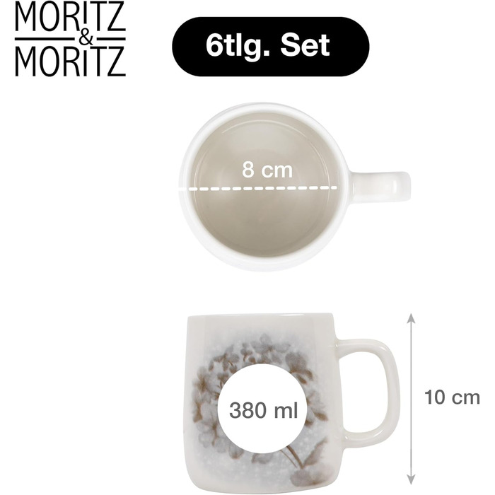 Набір посуду Moritz & Moritz BLOSSOM для 6 осіб (24 елементи) - сучасний сервіз з іграшковим дизайном, легкий у догляді, включає тарілки, чашки, миски та інше.