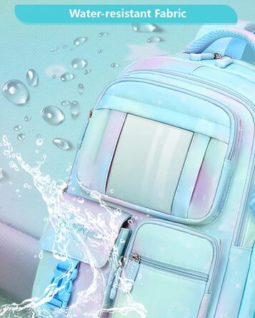 Рюкзак для дівчинки Tanou - шкільний ранець для 1-4 класів, дихаючий, водовідштовхуючий, нейлон, блакитний