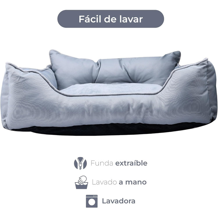UNITED COLORS OF BENETTON. Pets - Dog bed, ergonomic bed, for medium-sized dogs, made of polyester, machine washable, size M, (grey, 50 cm)
