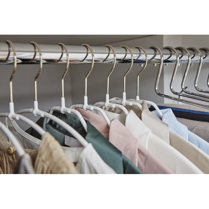 MAWA Clothes Hangers Light, Set of 100 space-saving and non-slip hangers, ideal for shirts and blouses, with 360° rotating hook and non-slip coating, 42 cm, White