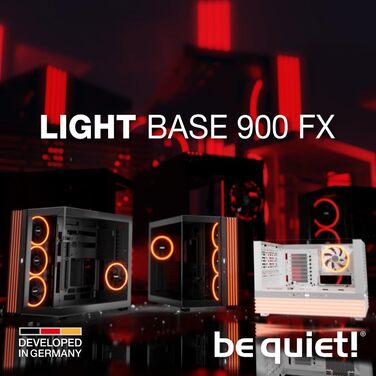 be quiet! Light Base 900 FX - Корпус ПК з повністю прозорою передньою та бічною панелями, Dual Chamber Design, 4 вентилятори Pure Wings 3 PWM (Білий)