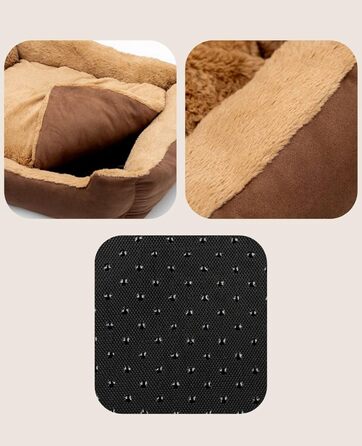 Килимок для собак Lionto з двостороннім подушкою та нековзною основою, 60x48 см, зручний лежак для собак та котів будь-якого віку, коричневий/бежевий