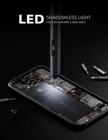 iFu Mini Електричний Шуруповерт Преміум 90 в 1 з LED Підсвіткою та Магнітними Бітами для Ремонту Телефонів, Ноутбуків, Годинників та Іншої Електроніки - Сіро-зелений