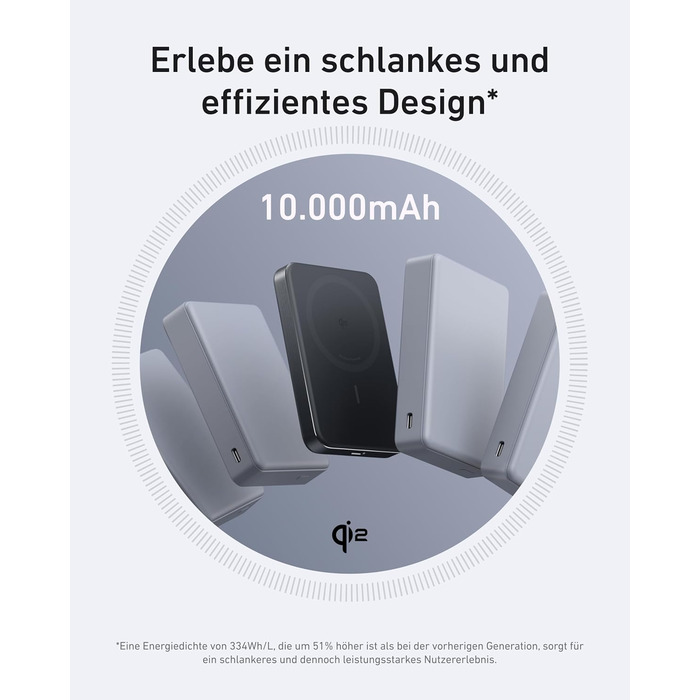 Anker MagGo Powerbank 10000mAh: Qi2, MagSafe, портативний зарядний пристрій для iPhone 16/15/14/13, чорний