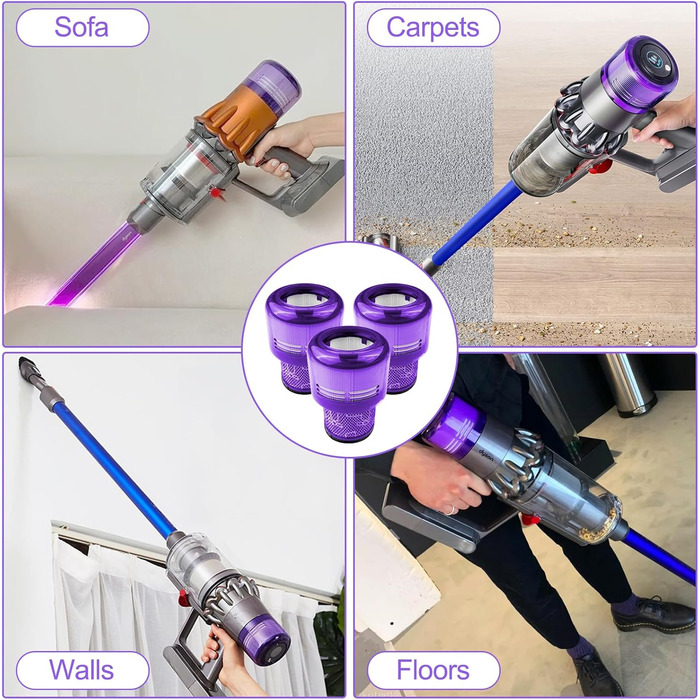 Фільтр для пилососа Dyson V11/V15 (3 шт.) - HEPA, миючий, сумісний з Animal Torque Drive, No.970013-02