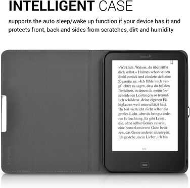 Чохол-книжка kwmobile для Tolino Shine 2 HD - Чохол для електронного читача з квітковим принтом (підрісники, метелики) білий/чорний/темно-синій