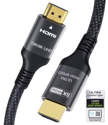 HDMI 2.1 Кабель 0.5м (0.5M) 8K, 48Gbps, Ethernet, CEC, ARC, eARC, HDCP2.3, HDR10+, для ПК, Телевізора, Монітора, Проектора