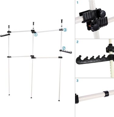 EBTOOLS Telescopic Clothes Rail System, Steel Clothes Rack, 240 kg, 160-320 cm, including 105 cm Clothes Rail