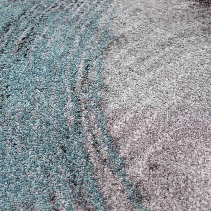 Килим Kurzflor з коротким ворсом для вітальні, спальні та дитячої кімнати. Сучасний дизайнерський килим TC-Fashion 6114 в клітинку сірого кольору (Circle Blau, 160x220 см)