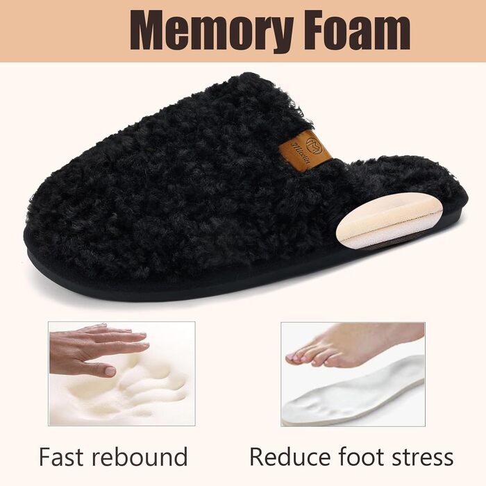 Тапочки зимові для дому та вулиці з меморі-піною, чорні (36.5/38 EU)