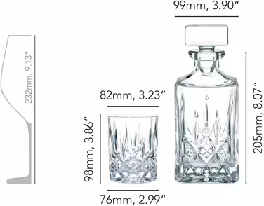 Nachtmann 3-Piece Whisky Set, 750 ml Carafe with 2 Whisky Glasses 295 ml, Noblesse, 91899, Crystal Glass Whisky Gift Set, Dishwasher Safe