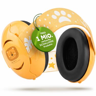 Захисні навушники для немовлят та дітей Schallwerk® Mini+ (Lion Yellow) — шумопоглищаючий захист слуху для малюків, преміум-якість