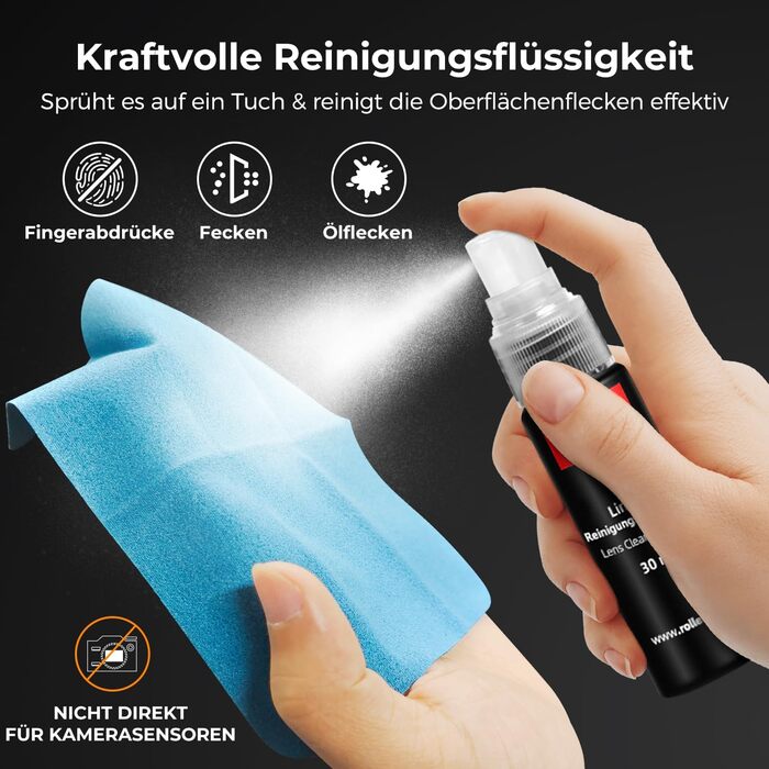 Набір для чищення камери Rollei Travel 7-в-1: Lenspen, двірник, серветки, рідина для чищення об'єктивів, для Sony, Nikon, Canon