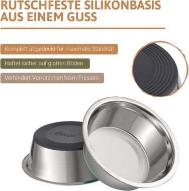 Набір мисок для собак PEGGY11 з нержавіючої сталі, 2 шт., 1,92 л - миски для корму та води для великих собак