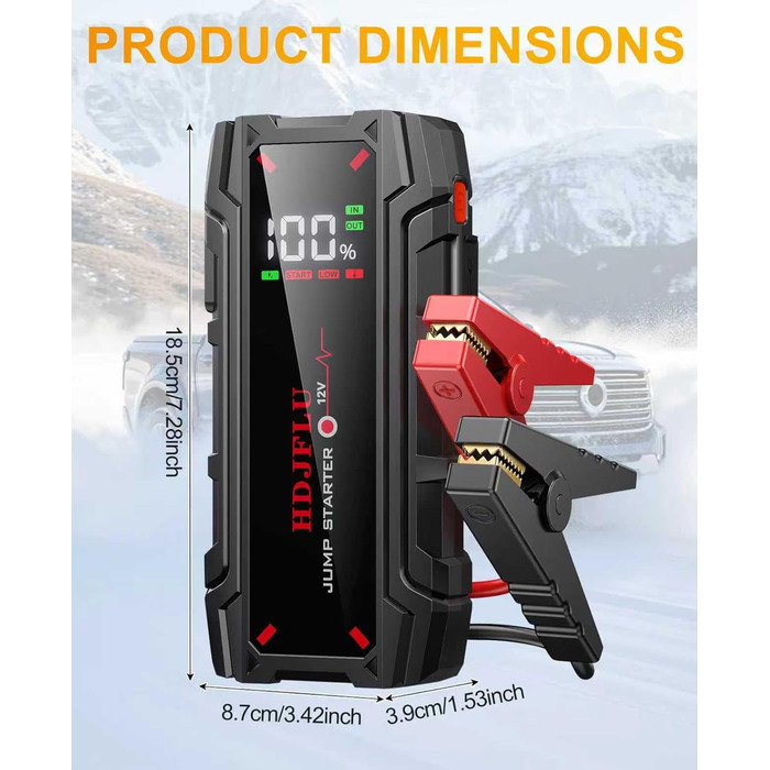 Powerbank для автомобіля Starthilfe UltraSafe 6000A: Портативний пусковий пристрій 12V з LED-підсвічуванням для бензинових та дизельних двигунів (до 8.0L/6.0L)