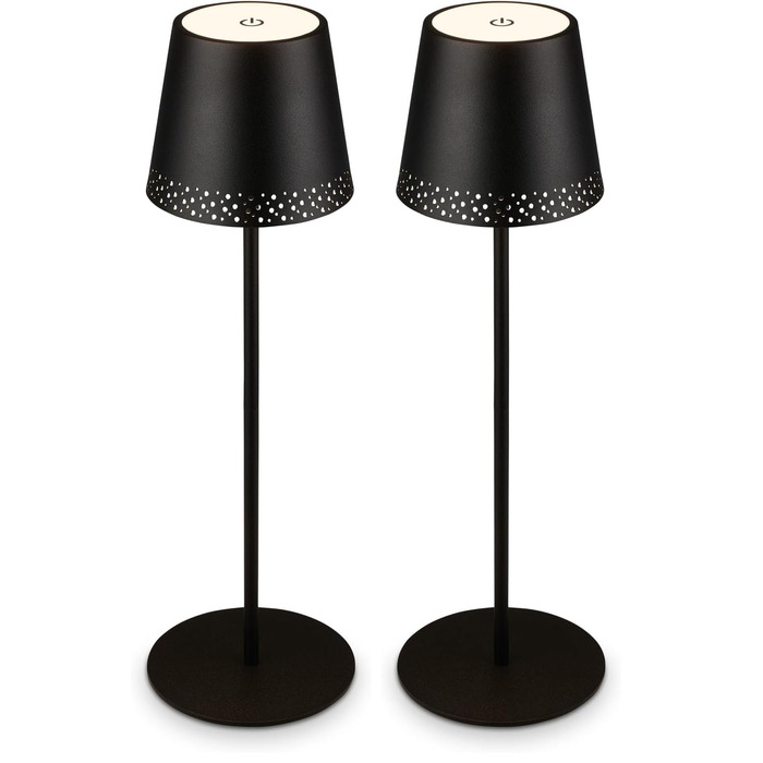 Світлодіодна настільна лампа Briloner бездротова з сенсорним керуванням, димуванням, регулюванням висоти, нічна лампа, лампа для читання, кемпінгова, чорна, 38x12 см