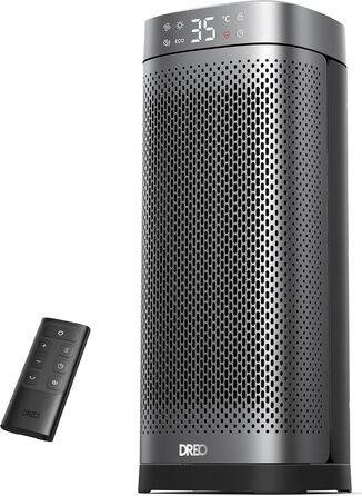 Dreo 16 Inch Electric Heater, Energy Efficient Space Heater with Thermostat, 70° Oscillating, Remote Control, 3 Modes, Tip-over & Overheat Protection, Silent Ceramic Fan Heater for Home, Silver