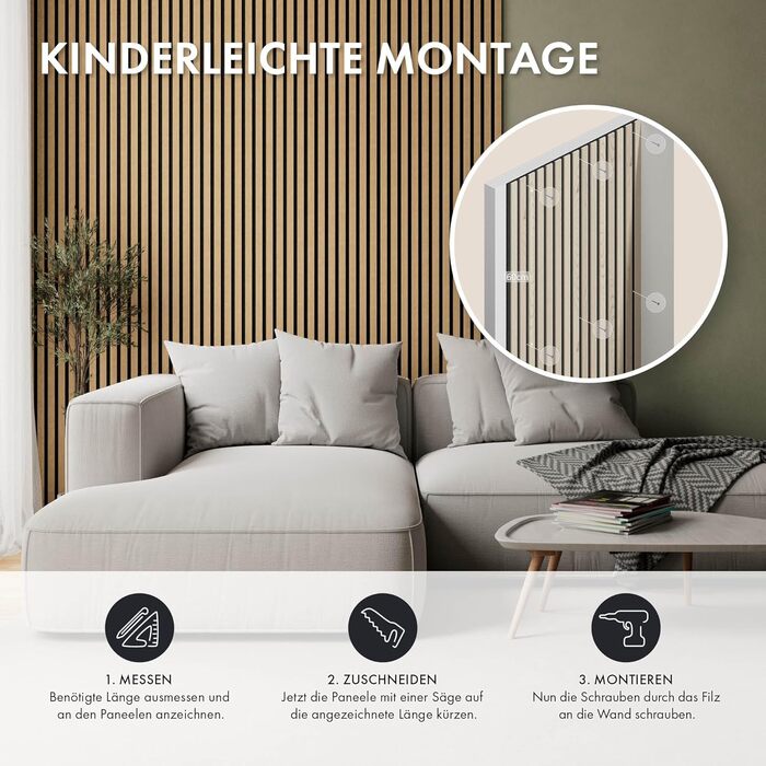 Акустичні панелі Momento Holz, 240x50 см, дуб натуральний, Made in Germany - для декору та звукоізоляції стін