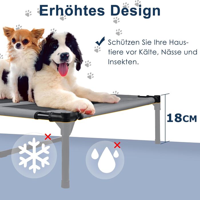 Підвищене ліжко для собак з балдахіном, ліжко для домашніх тварин Outdoor для кемпінгу, пляжу. Ліжко для собак з водонепроникним дахом, диван для собак з дихаючою сіткою. Розмір XL - 122 x 92 x 102 см (L-92 x 76 x 92 см)