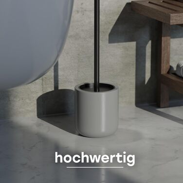 Набір для туалету SAVEGA: щітка для унітазу з нержавіючої сталі та силікону з антибактеріальною насадкою та тримачем (сірий)