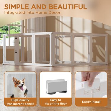 Вигул для цуценят Citylife 8-TLG 60 см, розкладний вольєр для собак з дверима, вольєр для собак у квартиру, великий вольєр для собак, котів, кроликів, дрібних тварин, неслизький, прозорий