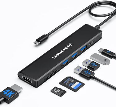 Lemorele Док-станція USB C хаб 11 в 1: 2*HDMI 4K, 3 USB 3.0/2.0, VGA, PD 100W, Audio, SD/TF, для Windows, MacBook, Dell, HP, Lenovo, Surface