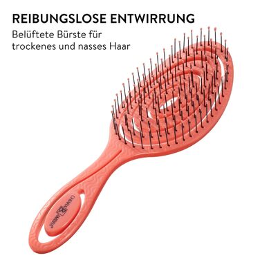 Щітка для волосся Chiara Ambra без заплутування - для жінок та чоловіків - розпушувач для кучерявого та довгого волосся - екологічна щітка-розпушувач, щітки для волосся - персиковий колір