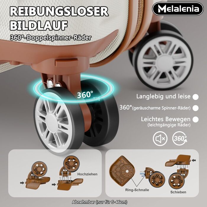 Набір валіз Melalenia 7шт з жорстким корпусом, легкий, з 4 колесами та TSA-замком. Включає косметичку, сумочку та кулькову сумочку. Білий колір.