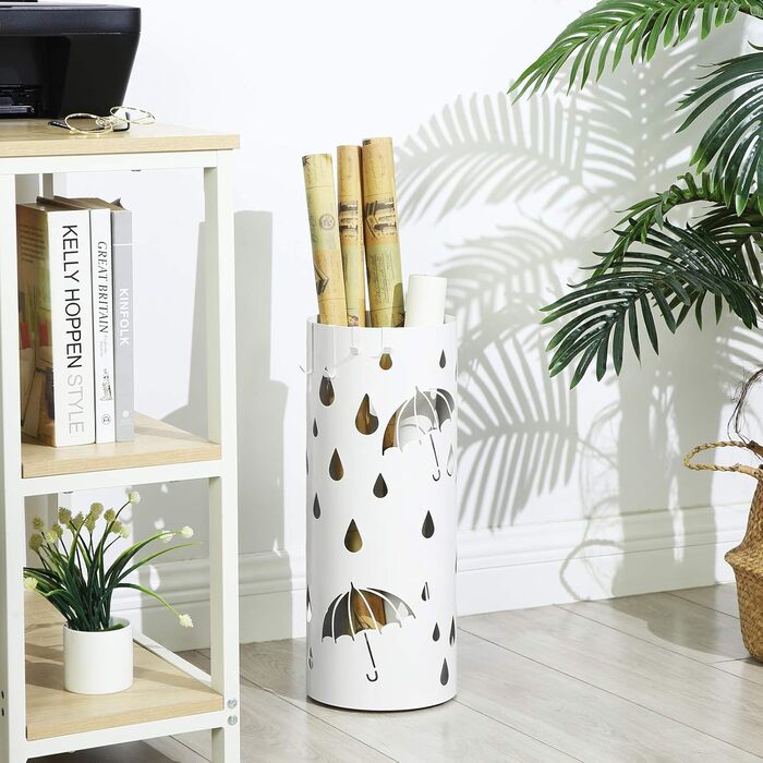 SONGMICS White Umbrella Stand - 49 x 19.5 cm - Durable & Stylish