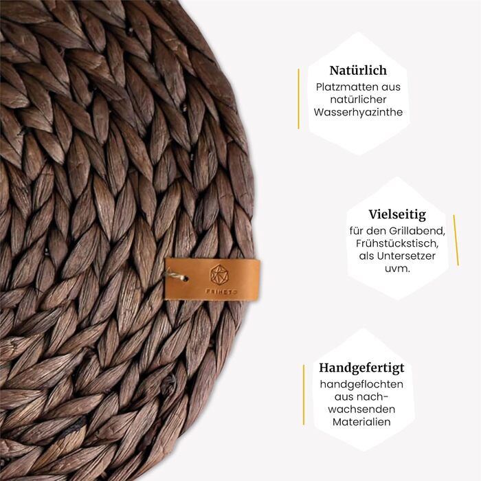 Oslo Table Setting Set Round Water Hyacinth Natural - (6, 38cm brown)