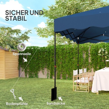 Outsunny Gazebo approx. 3x3m, water-resistant, stable, winter-proof, pop-up folding gazebo with UV protection 50+, foldable party tent, garden tent with carry bag, garden gazebo for camping and garden, Dark Blue | Aosom
