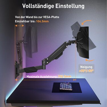 Кріплення для монітора ELIVED для Ultrawide до 43 дюймів, до 15 кг, VESA 75/100/200mm, регульована висота, газ-амортизатор, EV3421B