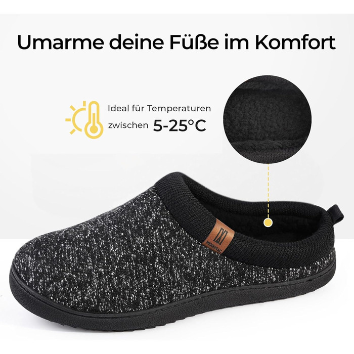 Чоловічі домашні тапочки MERRIMAC з піною Memory Foam, чорні, 43/44 EU