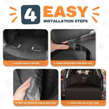 Захист для багажника автомобіля для собак з боковими та захистом від порогу - універсальний килимок для багажника для собак - водовідштовхуючий та стійкий до подряпин - килимок для багажника для автомобіля, універсала, SUV чорного кольору