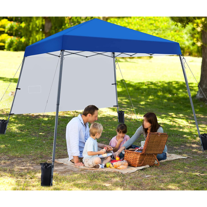Yaheetech 3x3m Pop-Up Gazebo, Folding Canopy, Waterproof with 1 Side Wall, One Push Garden Gazebo with Carry Bag, UV Protection, Foldable Tent for Camping, Festivals, Parties, Blue