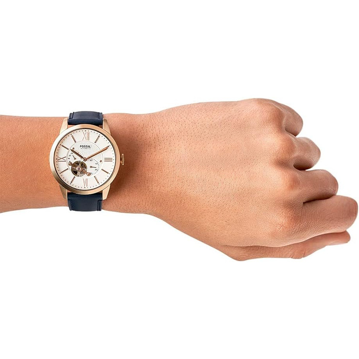 Годинник Fossil Townsman для чоловіків: механічний автомата з нержавіючої сталі або шкіряним ремінцем (44 мм, білий)