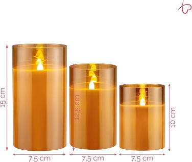 Свічки LED Pauleen Classy Golden, набір 3 шт., з батарейкою та таймером 6 годин, золотисті, імітація воскової свічки