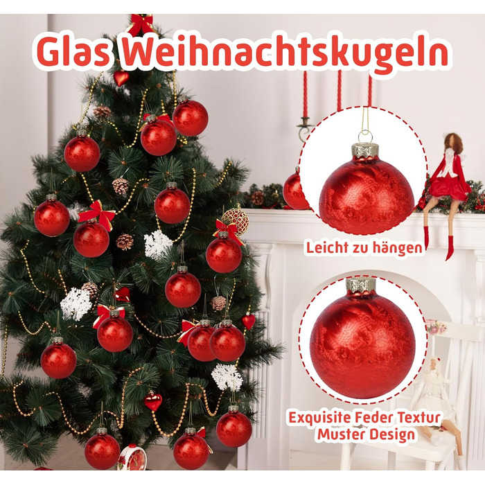 Скляні кулі для прикраси ялинки Hengsong, 24 шт., чорні та золоті, 6 см. Ідеальні для різдвяного декору