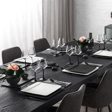 Сервірувальна тарілка квадратна Villeroy & Boch Manufacture Rock, преміум порцеляна, чорна, сучасна презентаційна, для гурманів, можна мити в посудомийній машині