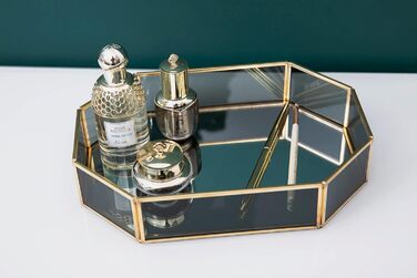 Вінтажний дзеркальний металевий піднос SLHEQING чорний 20×14×4 см для косметики та прикрас