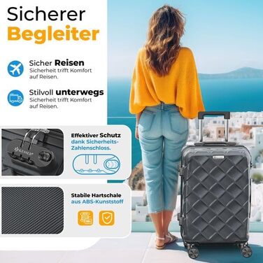 Набір валіз KESSER® 4 шт. | Валізи з ABS, кодований замок, вага валіз, органайзер для подорожей, 360° колеса | Ручна поклажа та великі валізи для бізнесу та подорожей, сірий колір