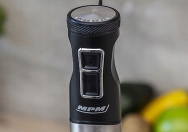 Ручний блендер MPM MBL-33M 1500W TURBO, 9 швидкостей, чорний, нержавіюча сталь