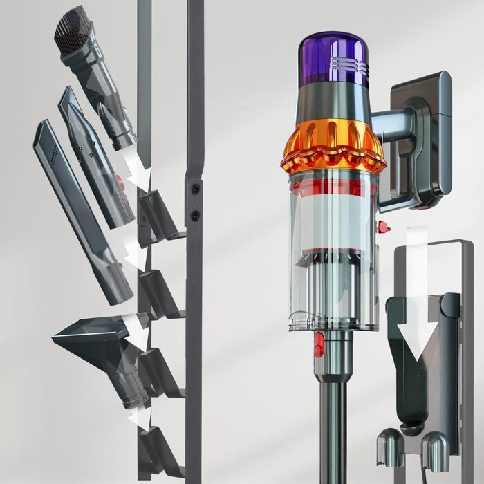 Стійка для пилососа Dyson V15, V11, V10, V8, V7, V6. Аксесуар для пилососа, металева підставка сірого кольору. Сумісна з DC30, DC31, DC34, DC35, DC58, DC59, DC62, DC74